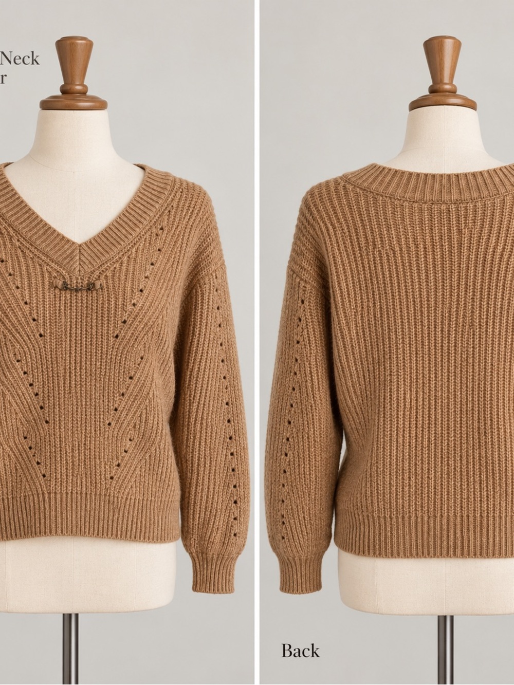 Ariat V-Neck Knit Sweater in Camel Brown